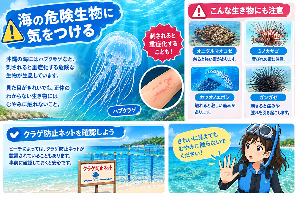 海の生き物への注意