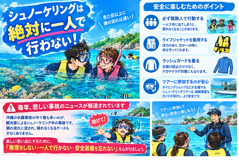 シュノーケリングの注意