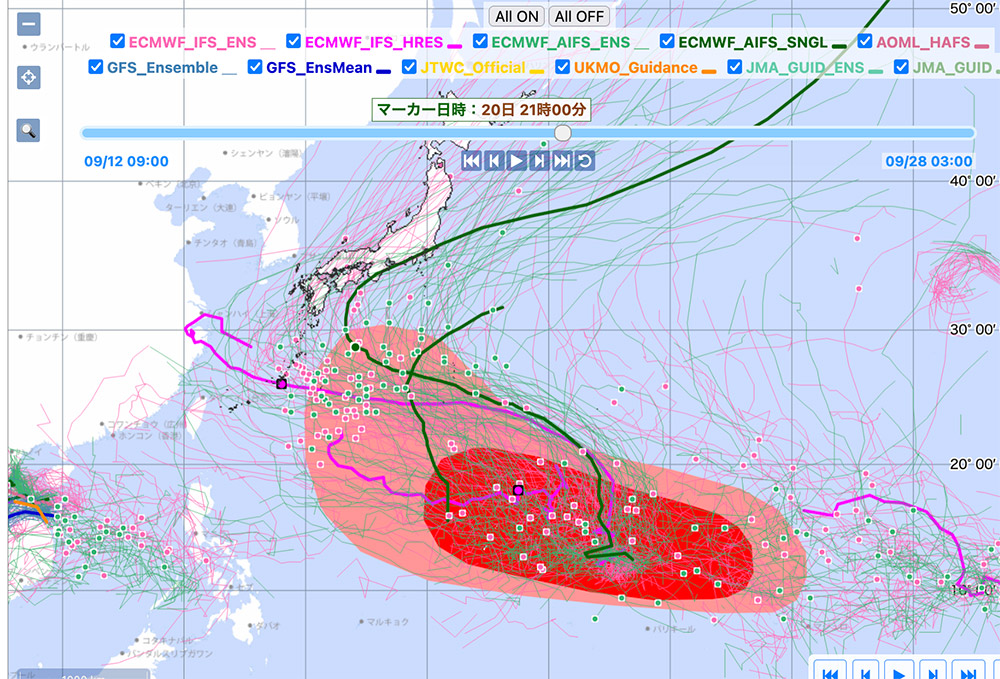 各社の台風予測